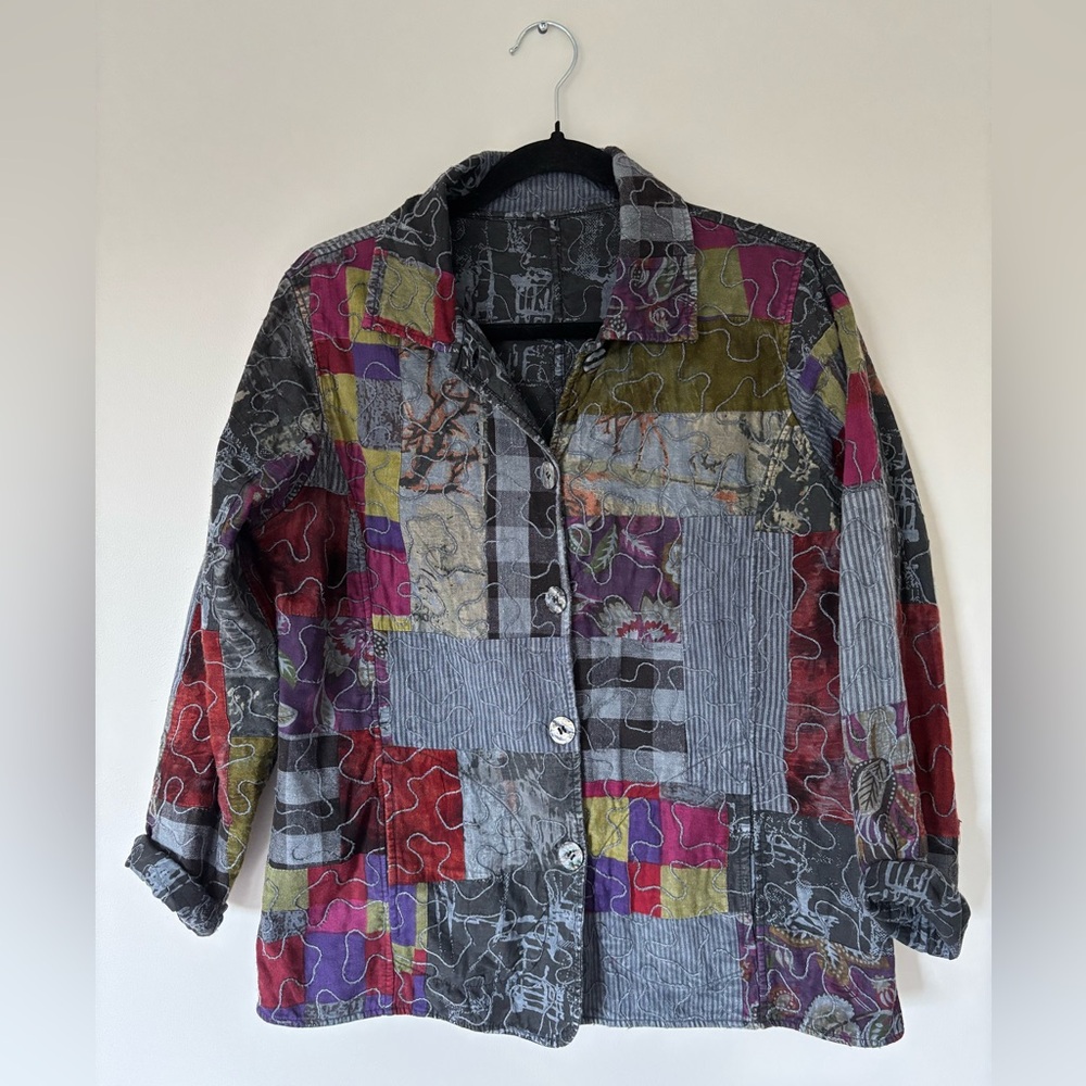 Vintage Patchwork Multicolor Women's Reversible Jacket